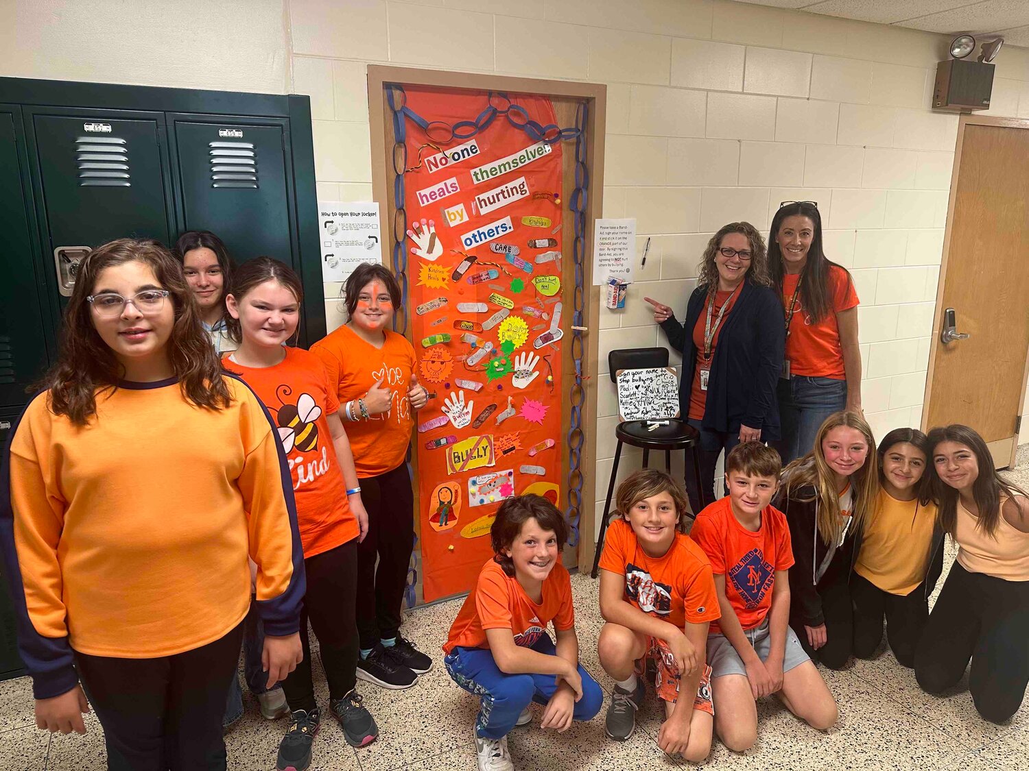 Students and staff at South Middle were decked out in orange as they took a stand against bullying.