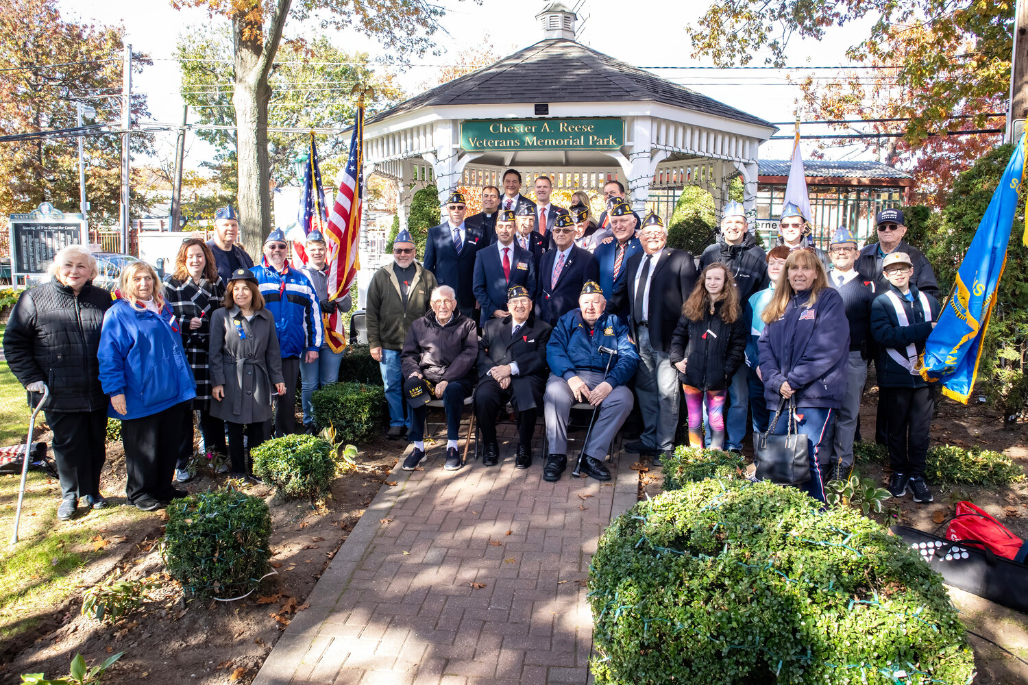 Members of Malverne American Legion Post #44 and Village officials commemorate Veteran’s Day.