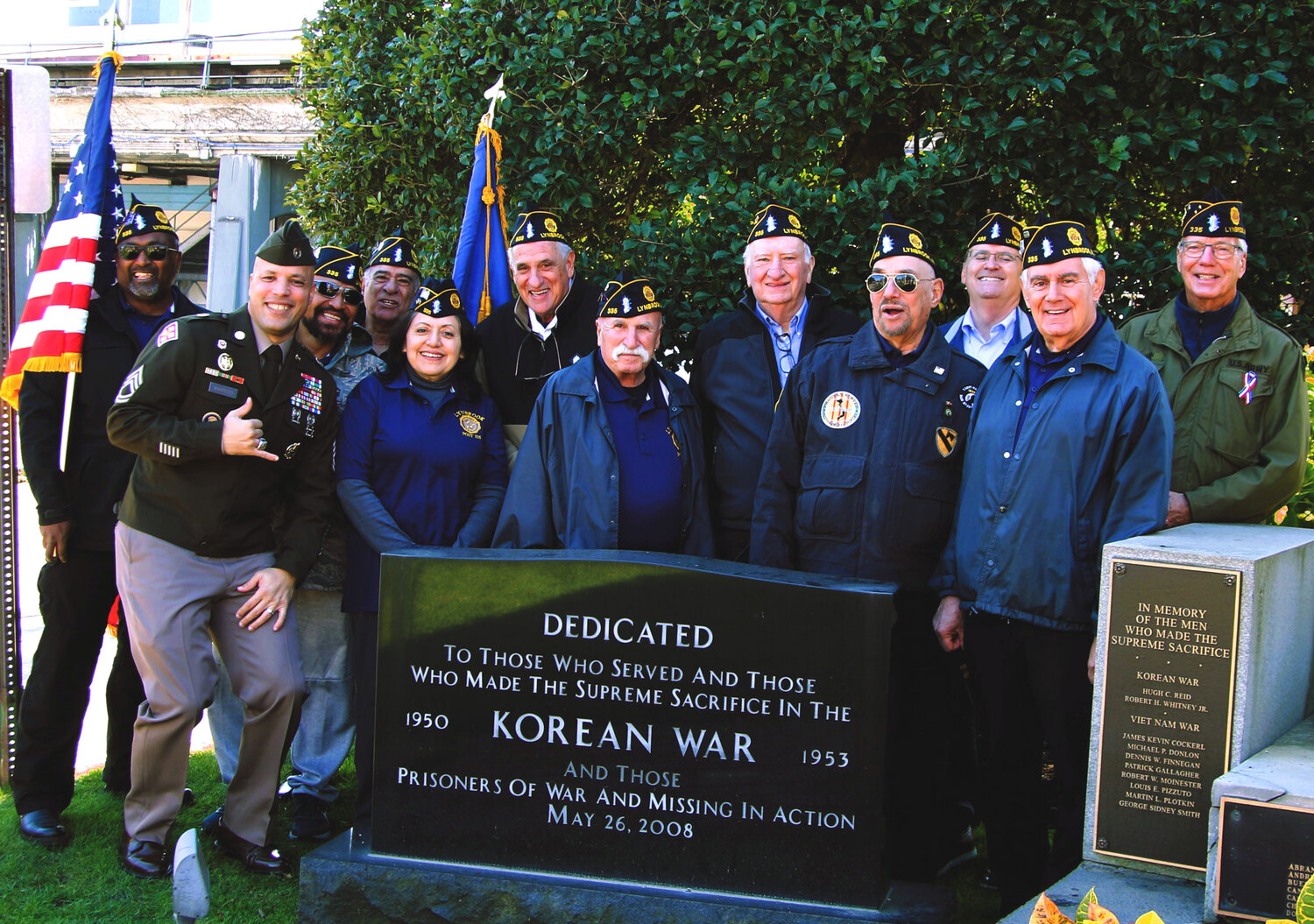 Members of the Lynbrook American Legion Post 335, and Sergeant First Class Jose Marrero, U.S. Army Recruiter of Lynbrook.