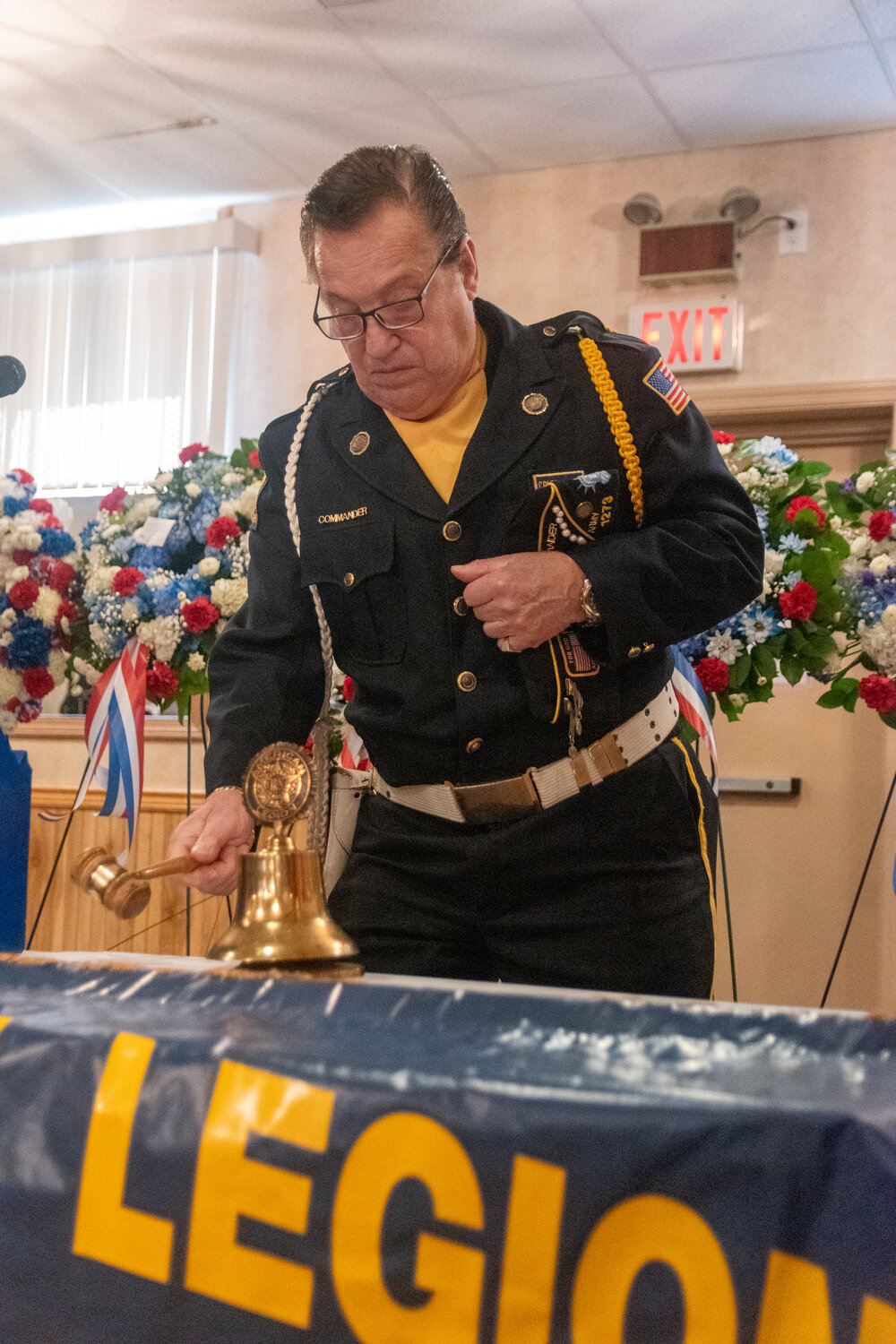 George Dibitetto ringing a bell at the Veteran’s Ceremony.