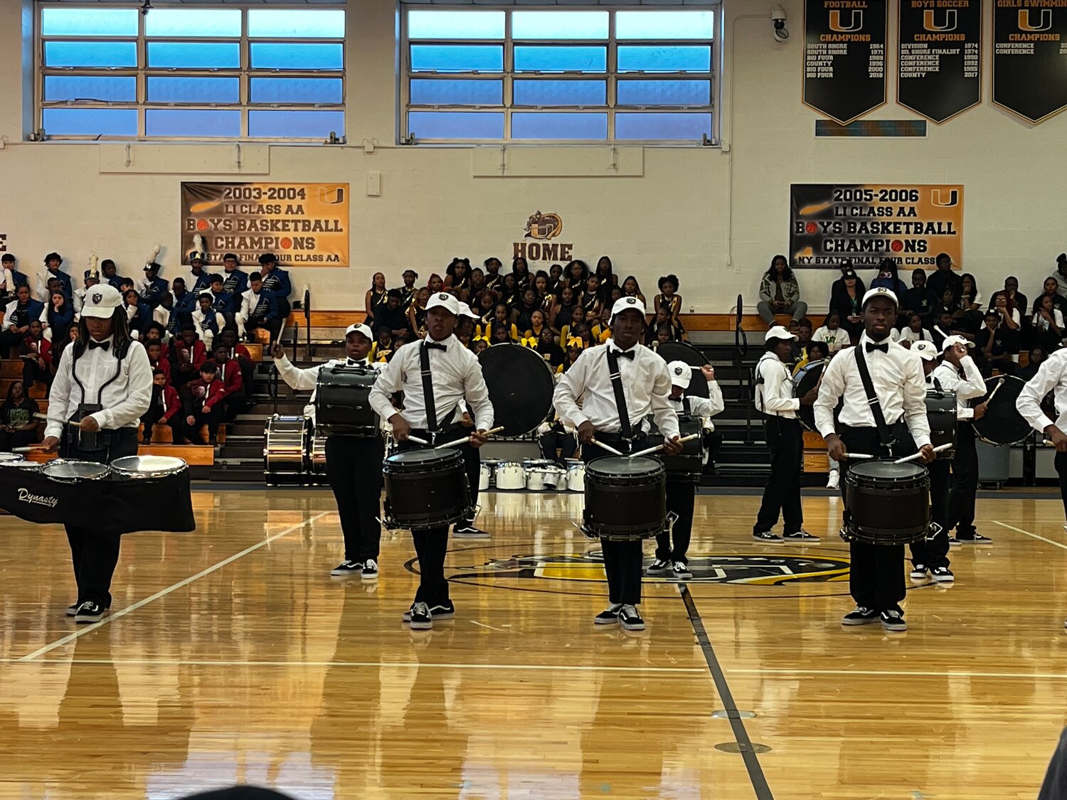 Brooklyn United Drumline performing at Uniondale’s second annual Percussion Night.