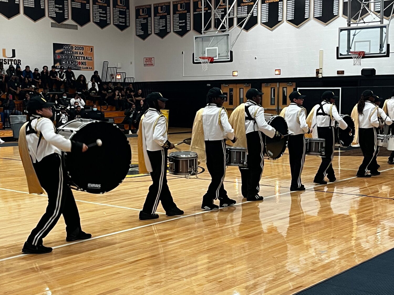 The Uniondale marching band, Pure Gold, performing at Sunday’s Percussion Night.