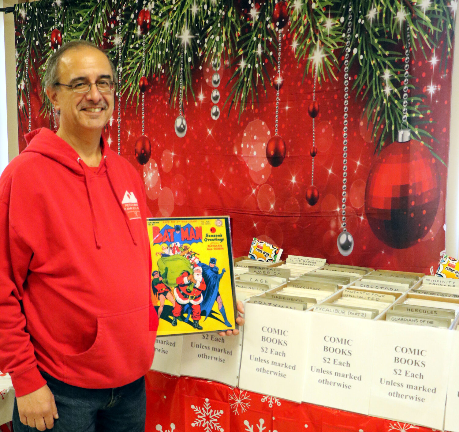Joe Pormigiano helped sell comic books at the boutique at the Veterans of Foreign Wars Post 2718 in Franklin Square last weekend with a wide selection of comics.