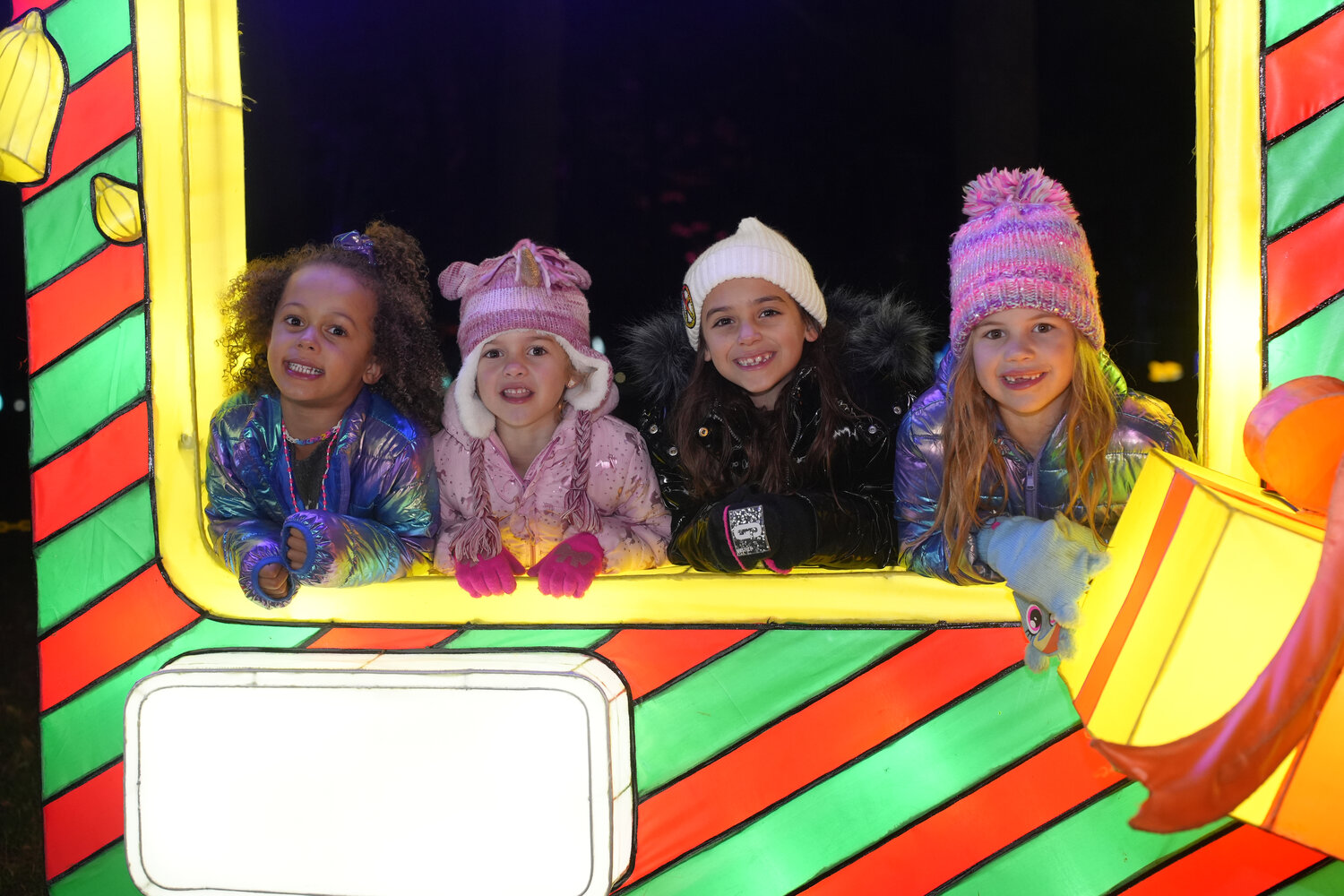 The LuminoCity Festival officially opened in Eisenhower Park, this year featuring lanterns designed by children through a program at the Long Island Children’s Museum. Aniyah Hanson, Charlotte Kuchek, Olivia, Cresant and Emma Kuchek enjoyed the display during Nassau County’s preview day.
