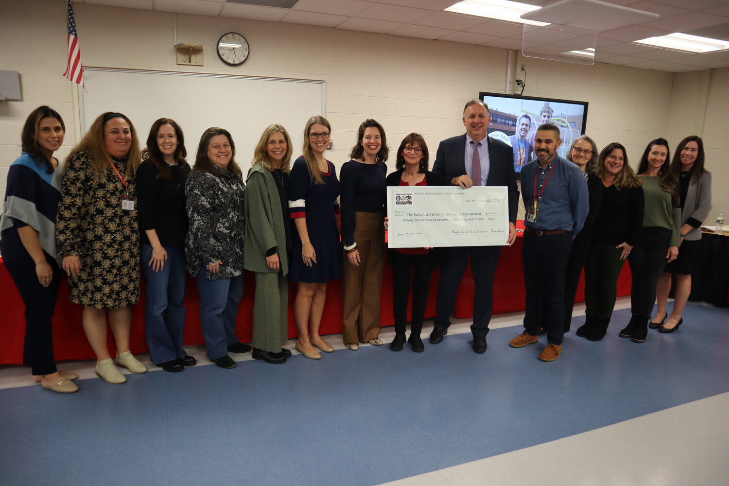 Members of the Rockville Centre Education Foundation presented a check for $27,720 to Superintendent Matt Gaven and members of the Board of Education on Nov. 16.