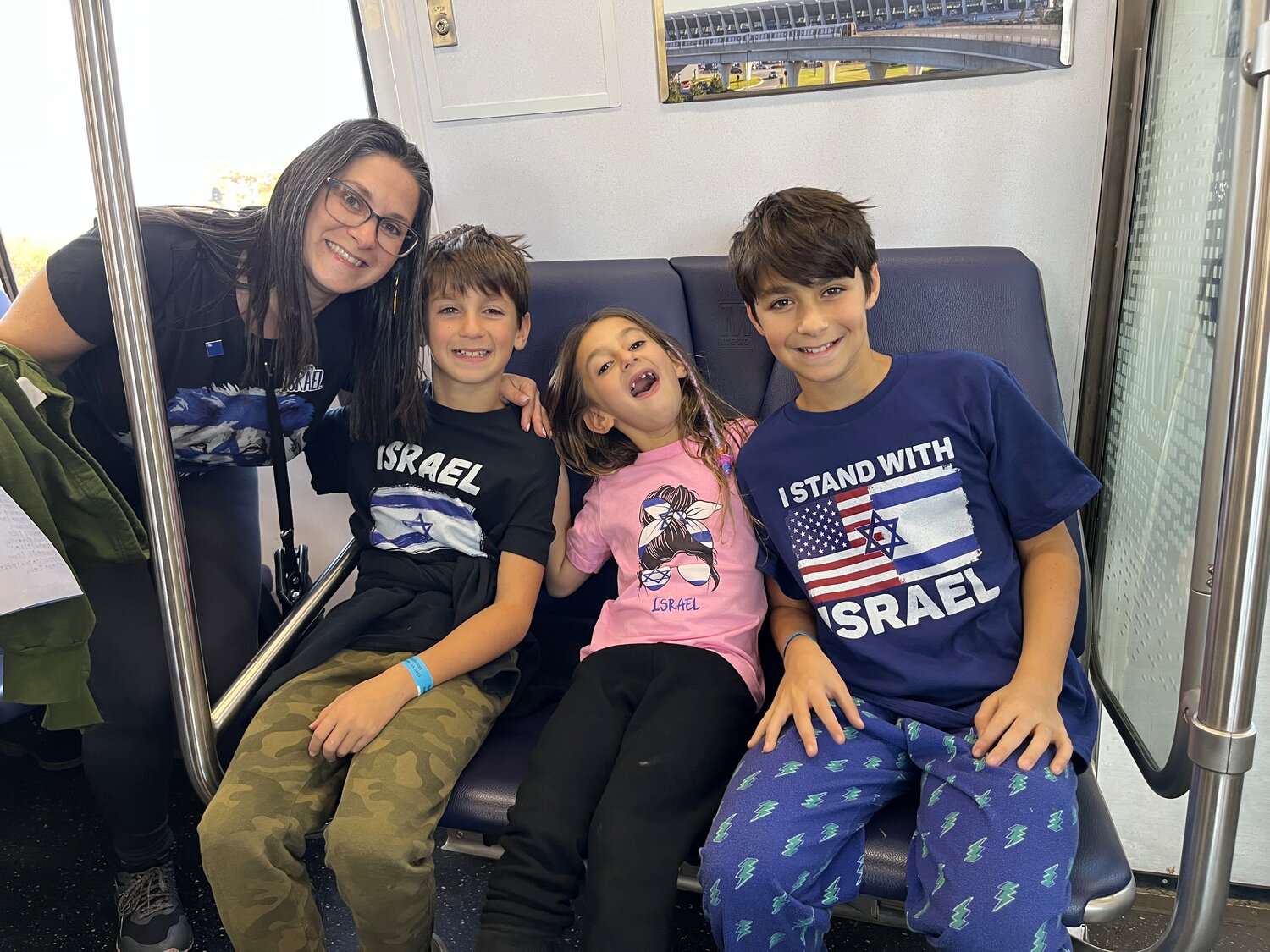 On their way to the March for Israel were Tamar, left, Simon, Maya and Matthew Barbash of Hewlett.
