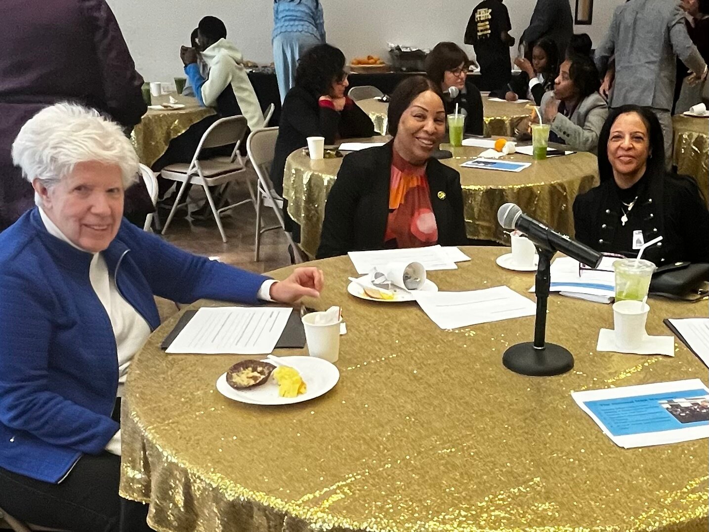 A table full of community leaders recognized by the Uniondale school district for all of their work within the neighborhood. From left: Barbara Powell, from St. Martha’s Social Ministry in Uniondale, Dr. Cecelia Bonner of the Uniondale School District, and Pearl Jacobs, community activist and president of the Nostrand Gardens Civic Association.