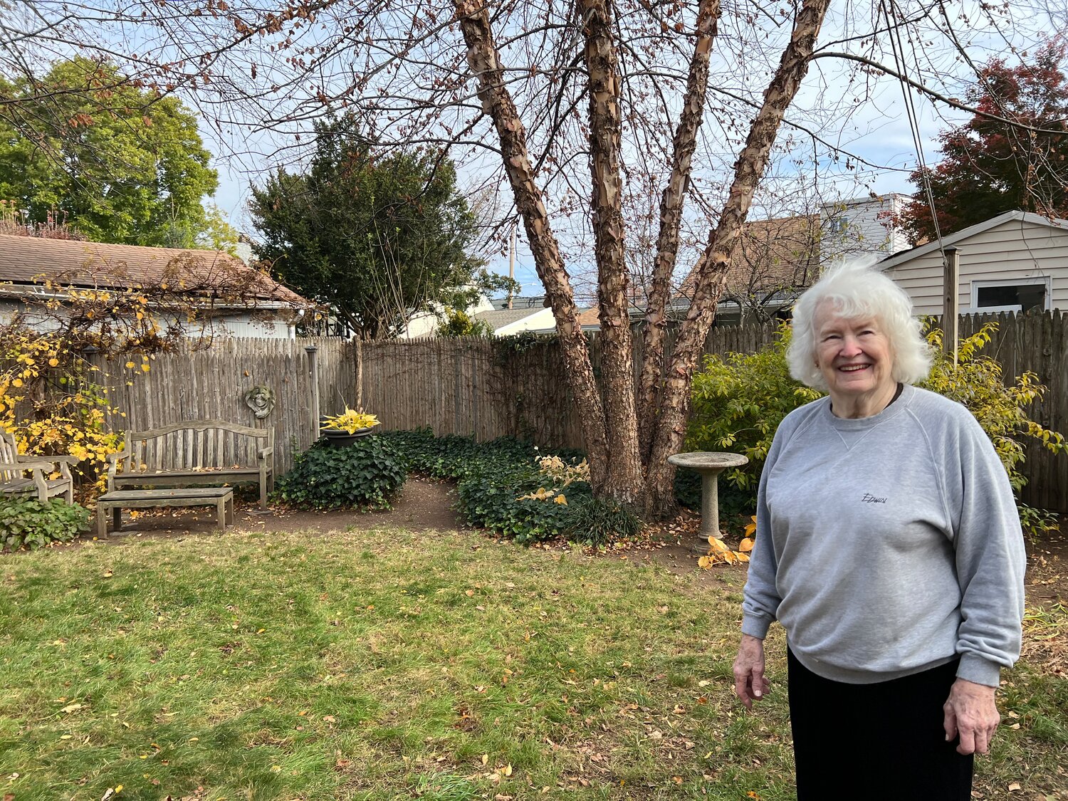 Mary-Rose Waldron has lived at her house on Bedford Avenue for 55 years. She has benefited from Shake-A-Rake since its inception in 2009. “Every year it becomes more important to me as I get older and have less energy and stamina,” Waldron said on Saturday.