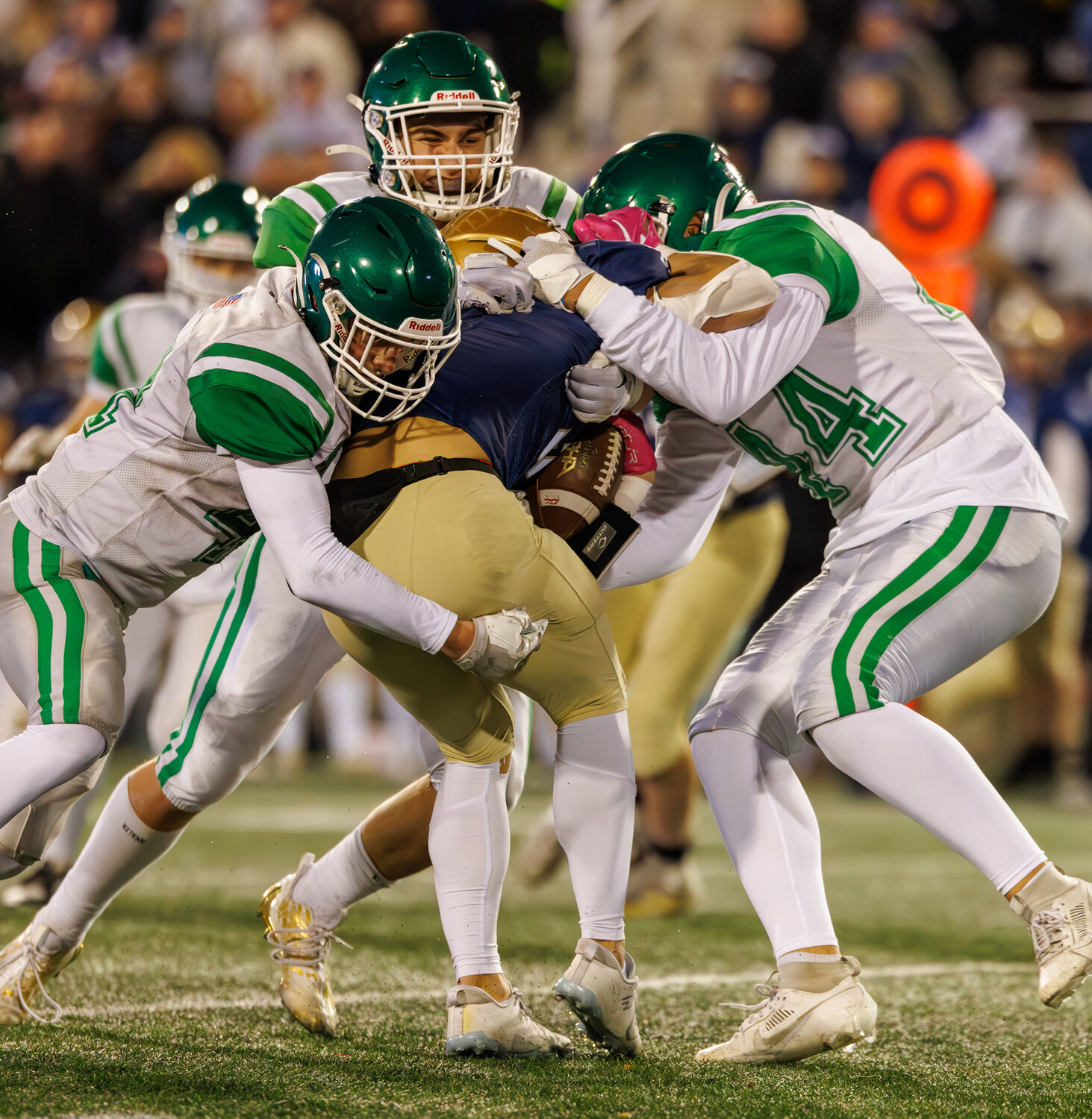 Seaford’s defense was stout all season but had a tough time stopping Bayport in last Saturday’s Long Island Class IV title game.