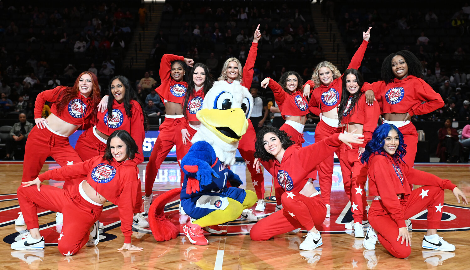 The Long Island Nets dance team and mascot Dale the Eagle have had plenty to celebrate in the early going with a 3-0 start.