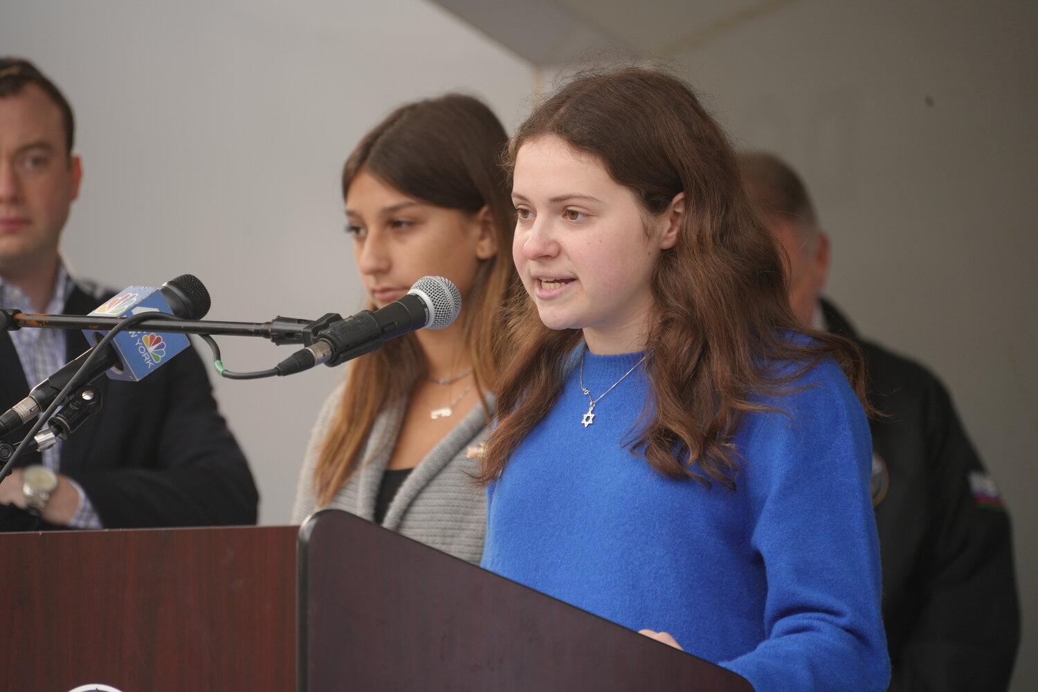 At a student rally for Israel last week, East Meadow’s Sofie Glassman encouraged her peers in the crowd to find their voice and help foster change amid the ongoing conflict in the Middle East and the rise of antisemitism across the globe.