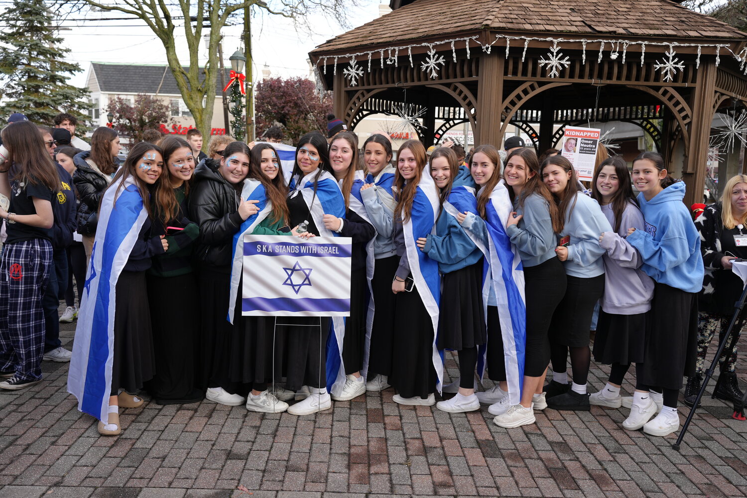 Students from the Stella K. Abraham High School for Girls, a modern Orthodox Jewish day school in Hewlett, proudly represented their institution in the crowd at a community rally in support of Israel last week.