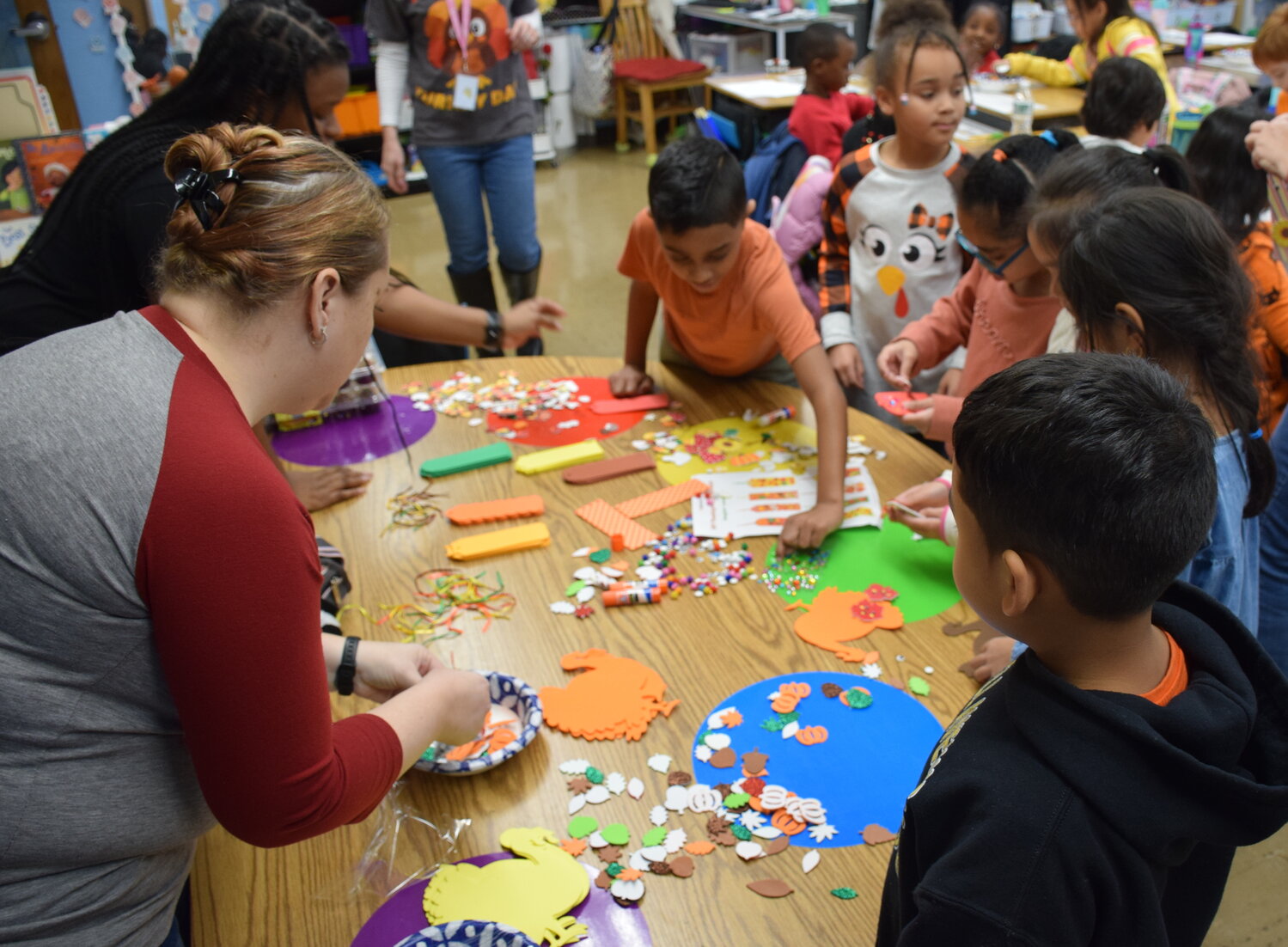 The elementary school students used beads, stickers and more to create festive crafts in celebration of the holiday. Each student’s creativity shone through in their projects.