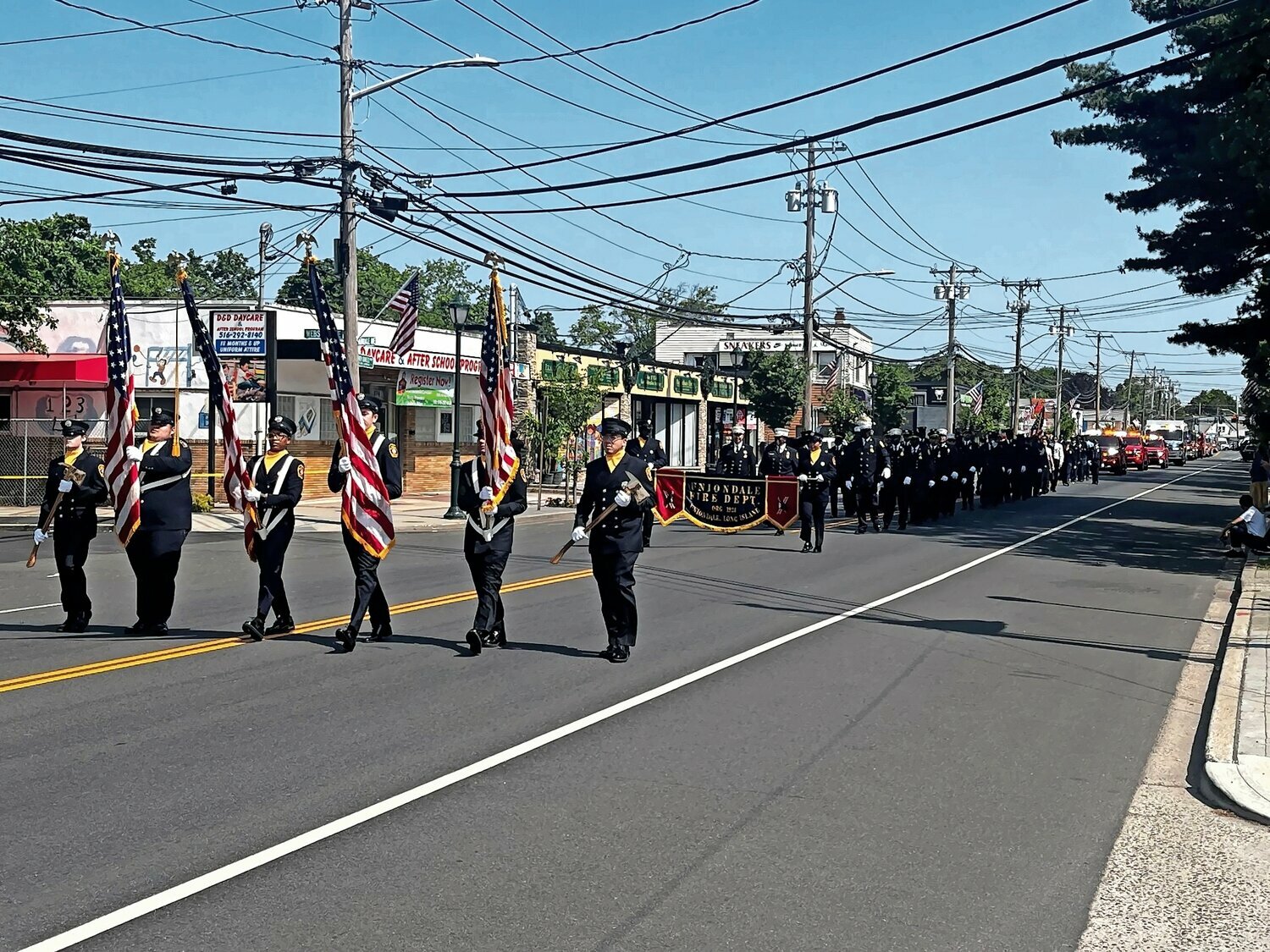 The Uniondale Fire Department, seen here in the 2023 Memorial Day parade, will hold an election for its fire commissioner on Dec. 12, 2-9 p.m., at the Sherman Van Ness Fire Station, 154 Uniondale Ave.