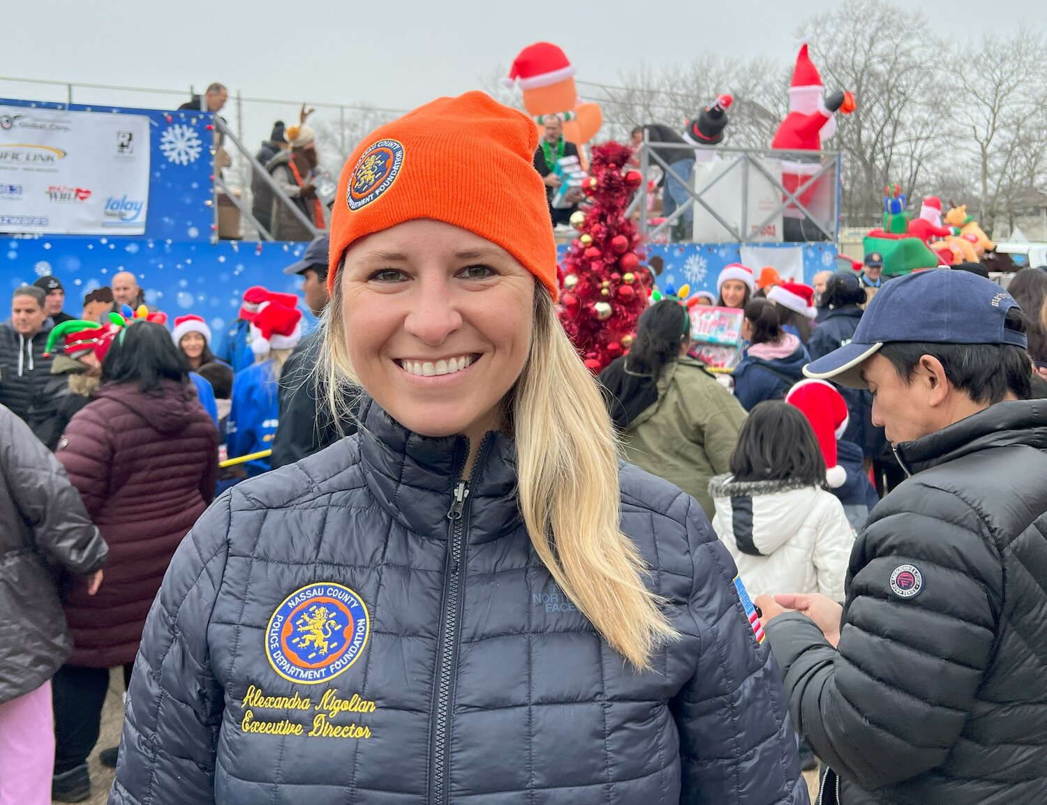 Alexandra Nigolian, executive director of the Nassau County Police Department Foundation, said this year’s toy giveaway is the foundation’s seventh, and that each district was asked to bring 1,000 of its neediest children to a designated location to receive toys.