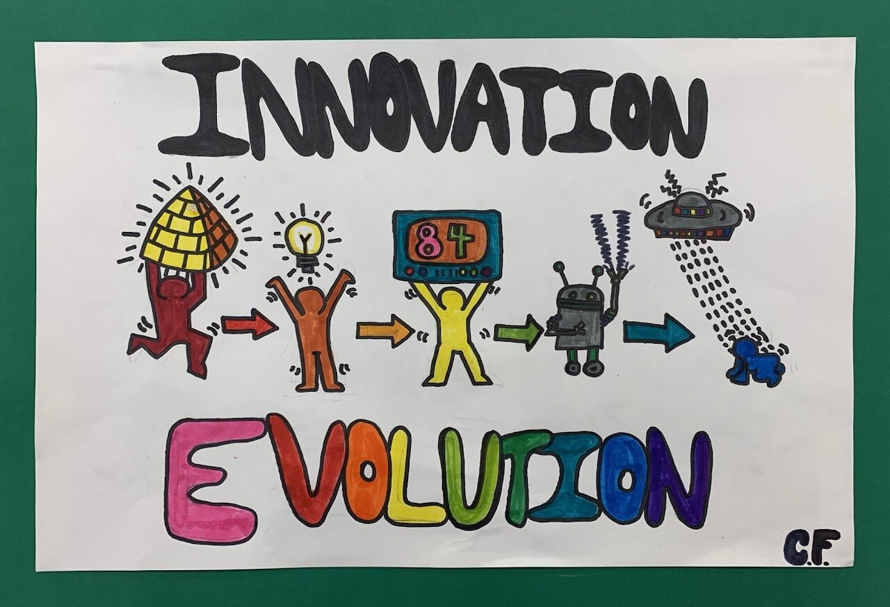 Charlotte Fuchs brilliantly captures the spirit of Keith Haring’s vision with her artwork, “Innovation Evolution.”