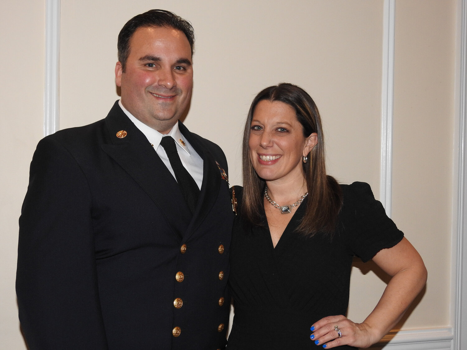 Honoree Ex-Chief Chris Kelly of the Lynbrook Fire Department with his wife, Allison.