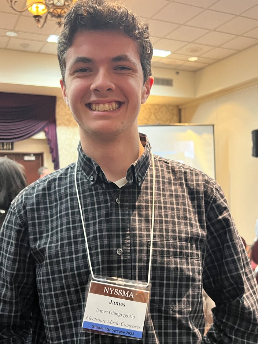 James Giangregorio, a senior at South Side High School, won the electronic music composition award at the 2023 All-State Conference.
