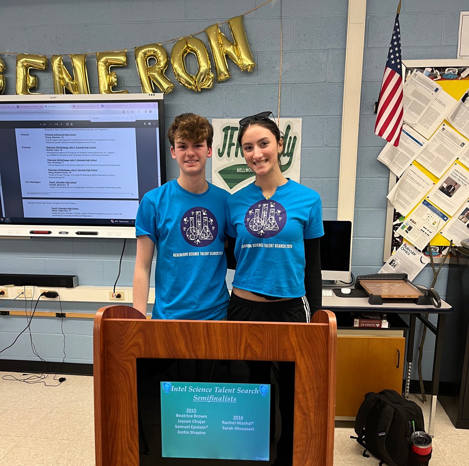 Cole Wasserman and Claire Schwartz were named semifinalists in the 2024 Society for Science & Public Science Talent Search competition, sponsored by the pharmaceutical company Regeneron.