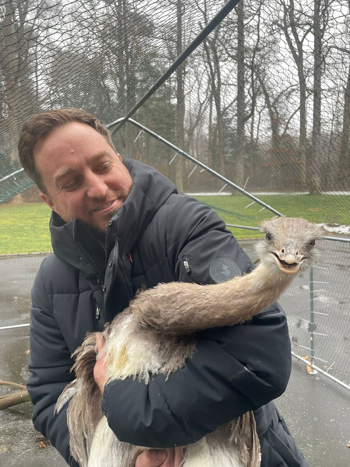 Humane Long Island seized over 100 animals from a North Bellmore home last week. It is illegal to house wild animals in the Town of Hempstead. John Di Leonardo, president of Human Long Island, with a greater rhea — also known as a South American Ostrich.