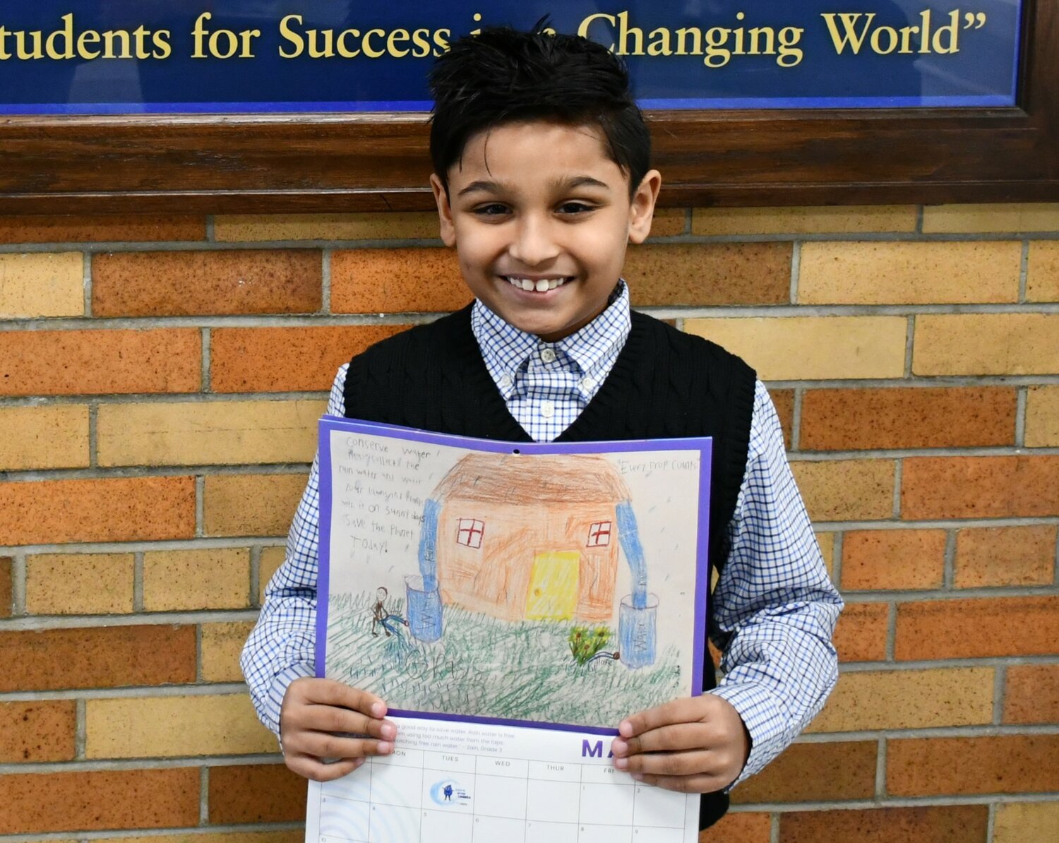 Zain Anwar, of Shaw Avenue School, wowed judges with his art skills at the Liberty Water calendar competition.