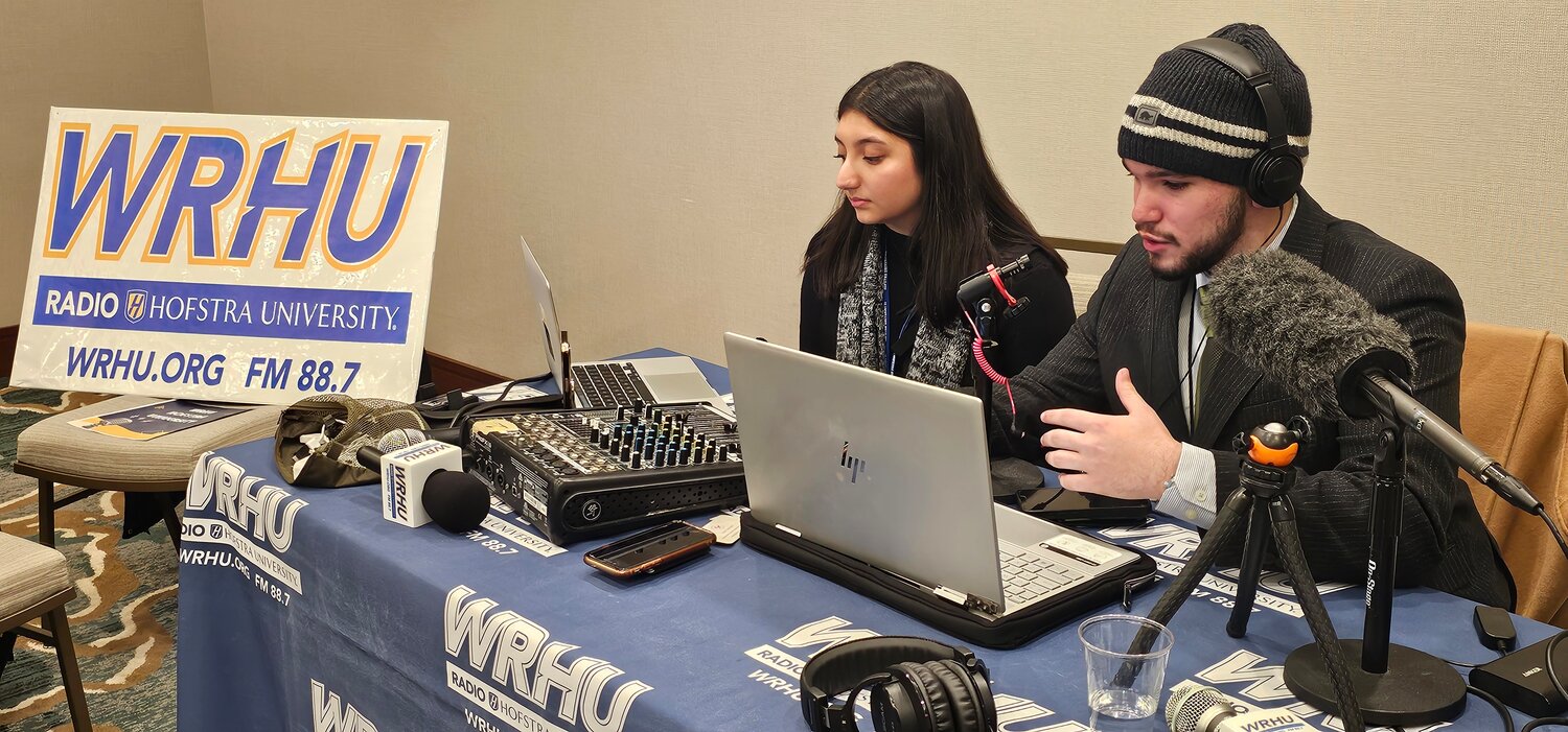 WRHU-FM reporters Fatima Moien and Joseph Pergola worked side by side during the New Hampshire primary.