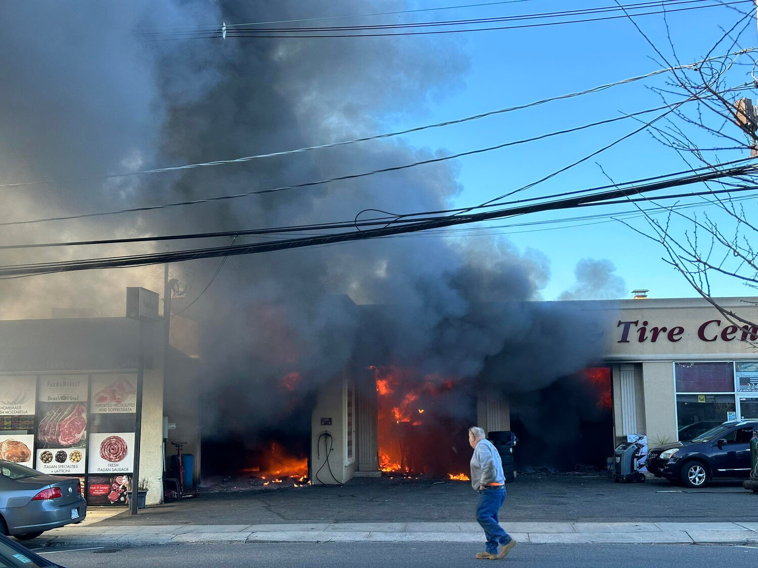 K&K Auto and Tire Center in Rockville Centre burst in flames this afternoon after a fire broke out inside the N. Long Beach Road auto shop.