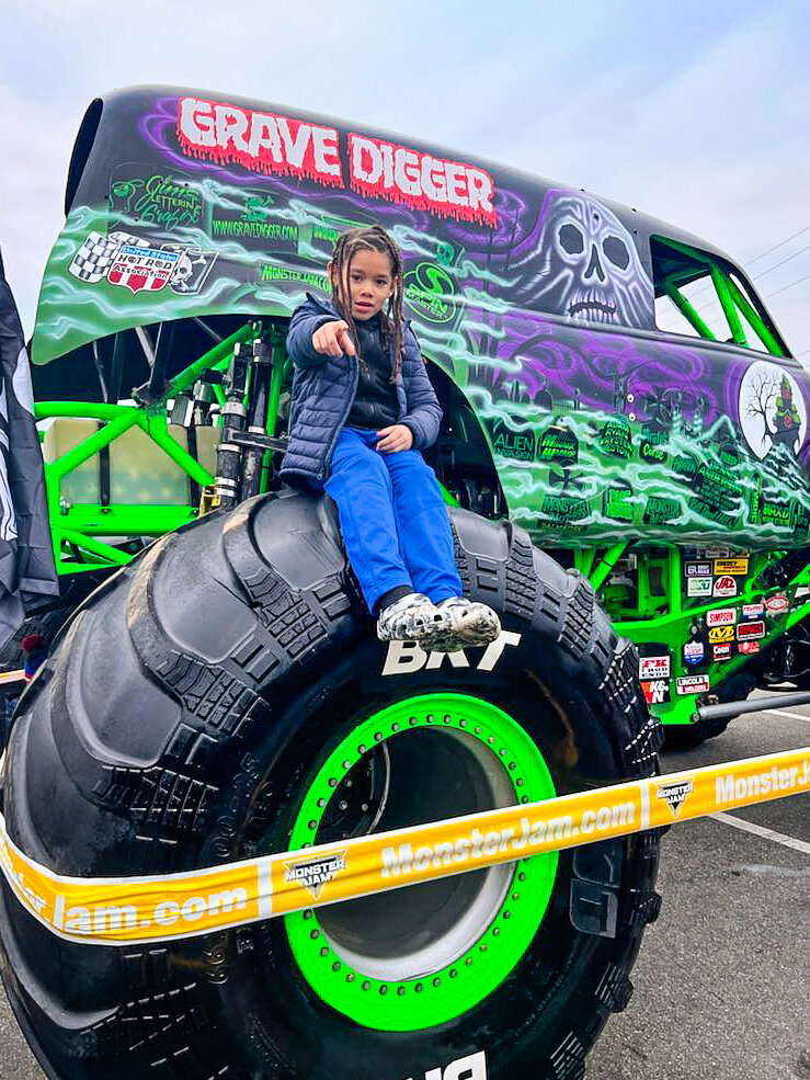 Peyton Green, nine year old Island Park native and social media star, enjoyed the Monster Jam visit.