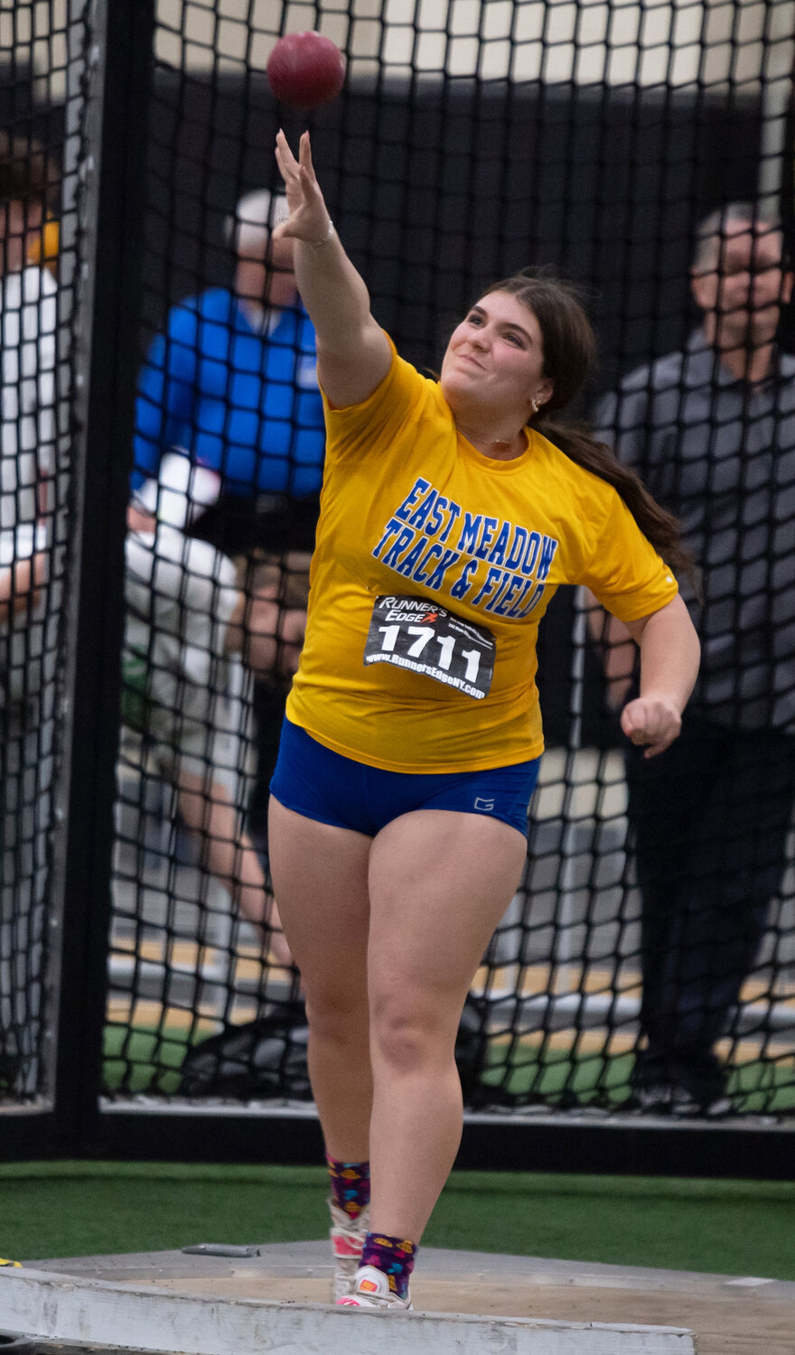 Katelyn Coffey had strong showings in the weight throw and shot put at the Nassau Class A championships, helping the Jets finish a solid fourth.