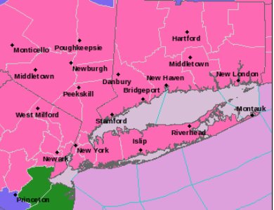 A Winter Storm Warning is in effect for the island from 4 a.m. Tuesday to 6 p.m. with snowfall totals of 5 to 10 inches expected.