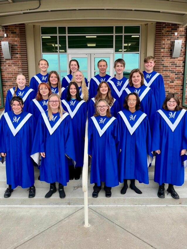 On Saturday, November 4, the Marshfield High School Choir took 17 students to perform with the South Central Missouri Music Educators Association All-District Honor Choirs held at Evangel University in Springfield. They, along with other honor students from all over the district, rehearsed in the morning with world-class guest clinicians and, in the afternoon, performed a concert showcasing their skills. For four consecutive years, the Marshfield High School Choral program has broken school records for those accepted into this honor choir, setting the new record at 17.   The 17 students that attended Starting with the back row from left to right are as follows:   4. Katelyn York, Rossiana Reid, Avery Byars, Alton Smith   3. Kate Cochran, Tara Snow, Cora Johnson, Aaron Coleman   2. Shayla Smith, Journey Jones, Hannah Palubicki, Luke Rockwood   1. Sadie Buckallew, Reagyn Frazier, Bea Corkins, Kai Vo, Jasper Boone   Contributed Photos