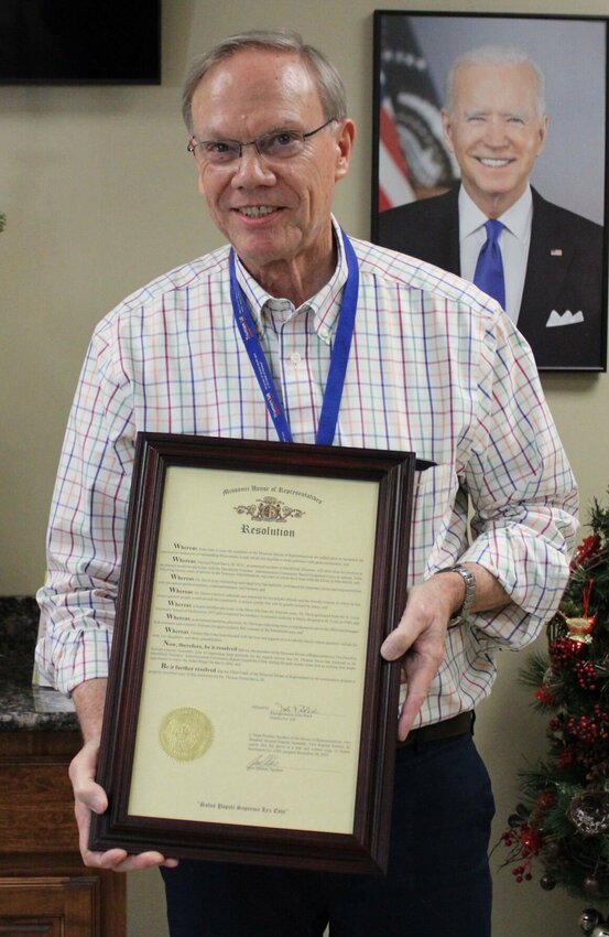 Dr. Thomas Davis III received several resolutions, including one from the Missouri House of Representatives on Dec. 6, honoring his 46 years of medical practice, 20 under the Veterans Administration. He has served in the Marshfield VA Clinic since its opening in 2013.   Mail Photo by J.T. Jones