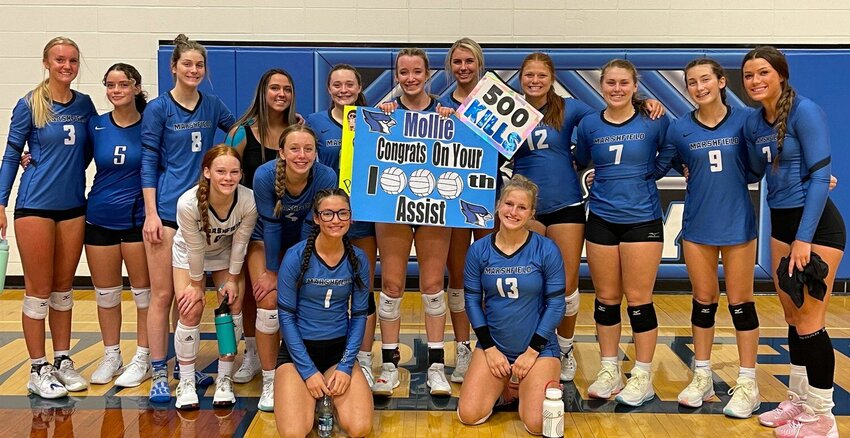 Mollie Thomas is set to be honored at the Sports Commission Awards. Pictured, Thomas celebrates her 500 kills and 1,000 assists after a match against Republic her sophomore season(2022).


Mail File Photo