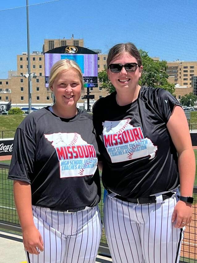 Trista Simpson (left) and Maddy Officer (right) recently took to the softball field on Mizzou's campus, taking part in the Mizzouri High School Fastpitch Coaches Association's annual Senior Showcase. 