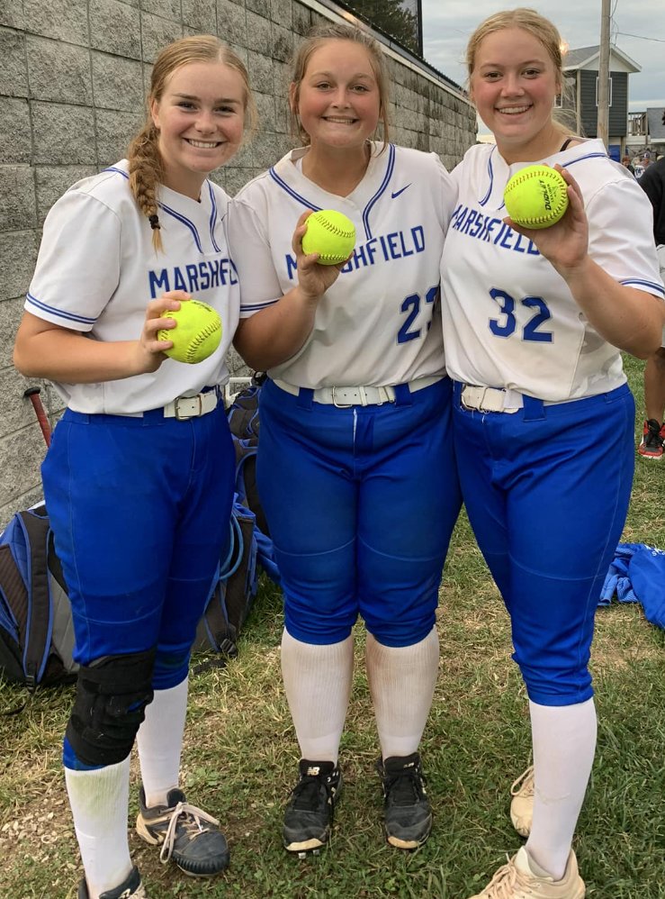 Three grinning Ladyjays with three 7th inning home-run ball during a tough game against Nevada during the '22 season.


Contributed Photo by James McAnarney