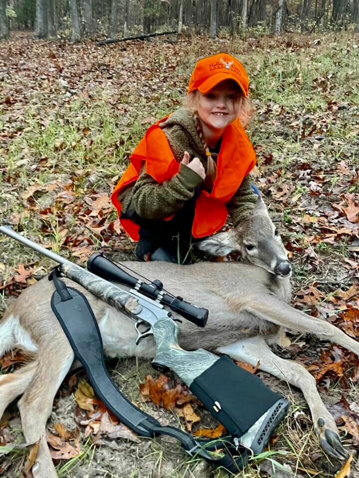 Remi Yates, age seven, killed a “GIANT” button buck during youth season. 
   