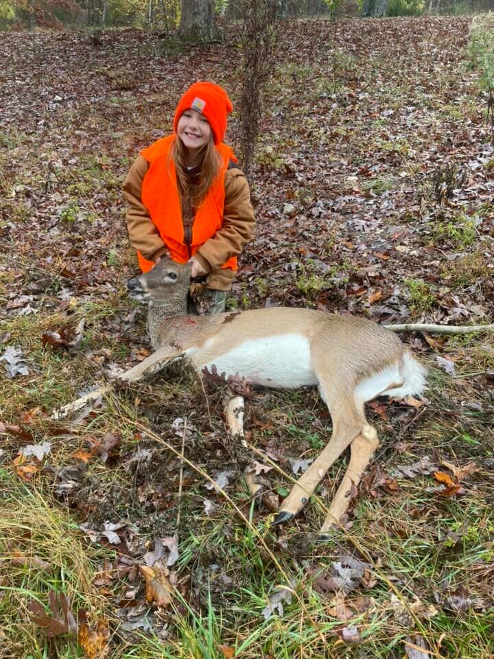 Kamry Winterbottom, age nine, harvested her third deer this season, with the mentoring of proud dad Joel Winterbottom. 
  