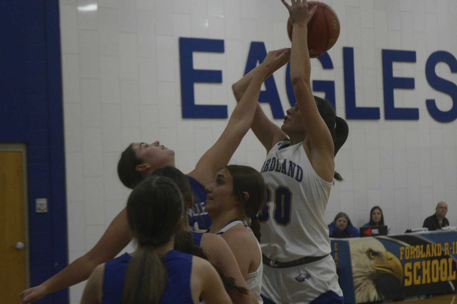Sophomore Lauren Bojko attempts a shot while being fouled by Hartville. The Lady Eagles defeated their opponent and moved on to the championship round against the Mountain Grove Panthers on Friday, Dec. 1.  


Mail photo by Ryder Berger 