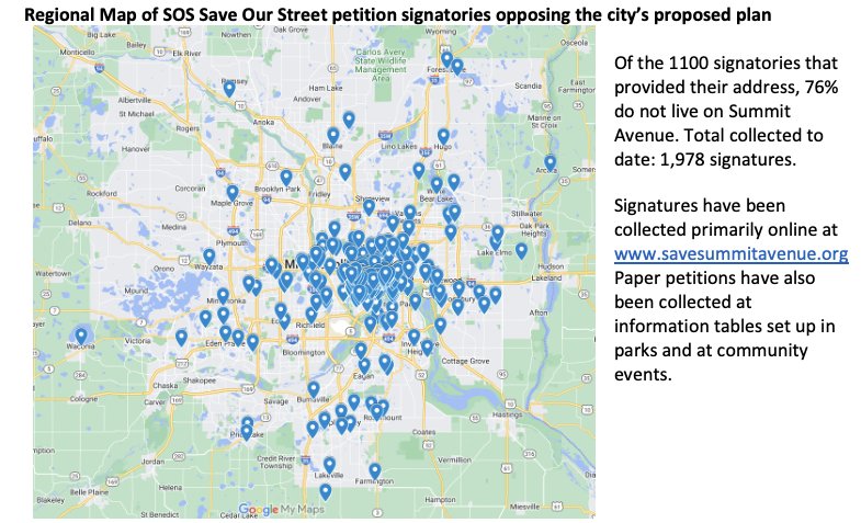 Regional map of SOS Save Our Street petition signatories opposing the city’s proposed plan.