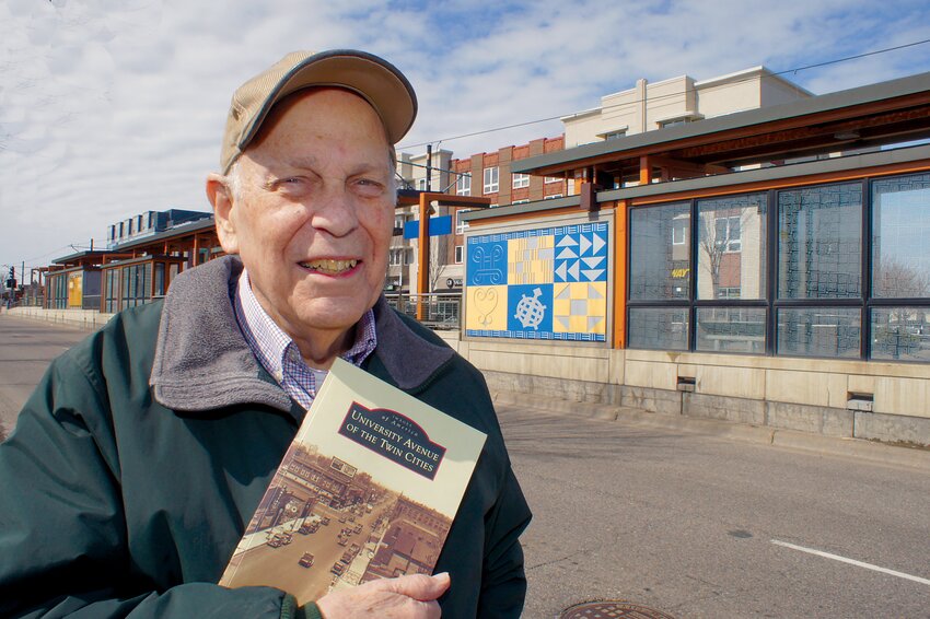 Long-time Longfellow resident Iric Nathanson stands at the Green Line LRT Station at Dale and University. &ldquo;University Ave. has a particularly interesting story to tell,&rdquo; said Nathanson, &ldquo;because fortunes have risen and fallen.&rdquo; Over the past 10 years, University Ave. in both Minneapolis and St. Paul has been the site of a huge amount of construction.