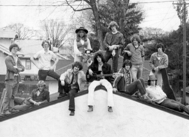 Paradox &ndash; 11-pieces strong initially &ndash; pose on a south Minneapolis rooftop in the 70s with their roadies.   (Photo submitted)