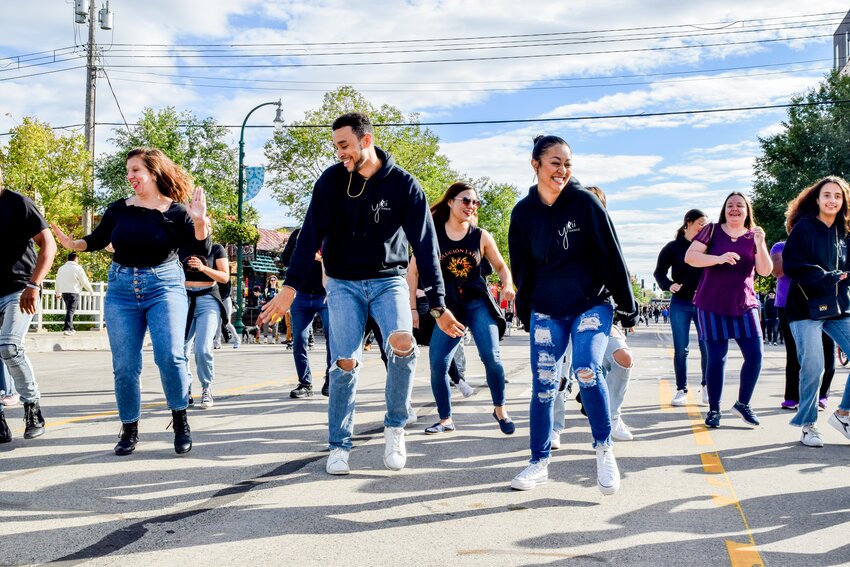 Performers from Yiri&iacute; Dance Studio, Evoluci&oacute;n Latina Dance Company and Keri Simonson Dance celebrate National Hispanic Heritage Month with a flash mob showcasing Salsa and Bachata dancing in the streets.