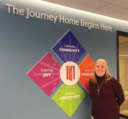 Emma Norton’s Advancement Director Shawna Nelson Wills (shown) pointed out they incorporated trauma-informed design principals in the new building at Highland Bridge.