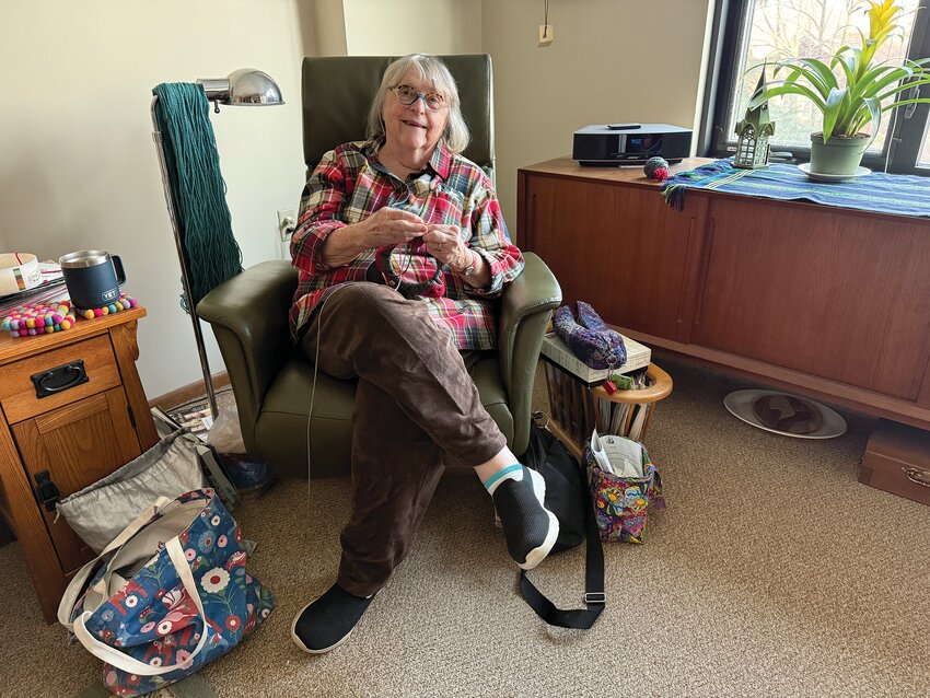 “I like to use the phrase ‘give the gift of warmth,’” said Barb Melom. “When people ask, is it OK if I knit a scarf instead of a hat, I tell them ‘give the gift of warmth.’ You just do a better job knitting things that you like.”