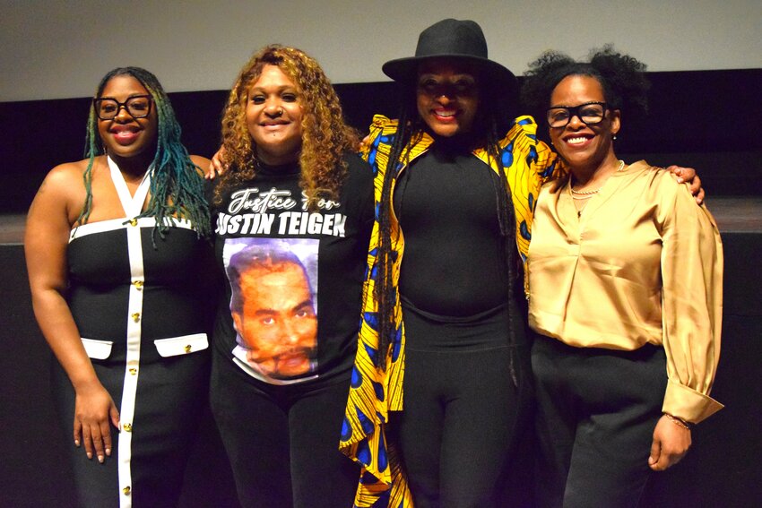 The three women featured in the film, “The People’s Way” – (left to right) Robin Wonsley, Toshira Garraway and Jeanelle Austin – pose after a Q&A with moderator Hennepin County Commissioner Angela Conley (far right) after a screening at The Main during the Minneapolis St. Paul International Film Festival on April 9.