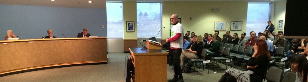 Standish resident Sean Connaughty of Friends of Lake Hiawatha speaks in favor of a ban on pesticides in 2020.