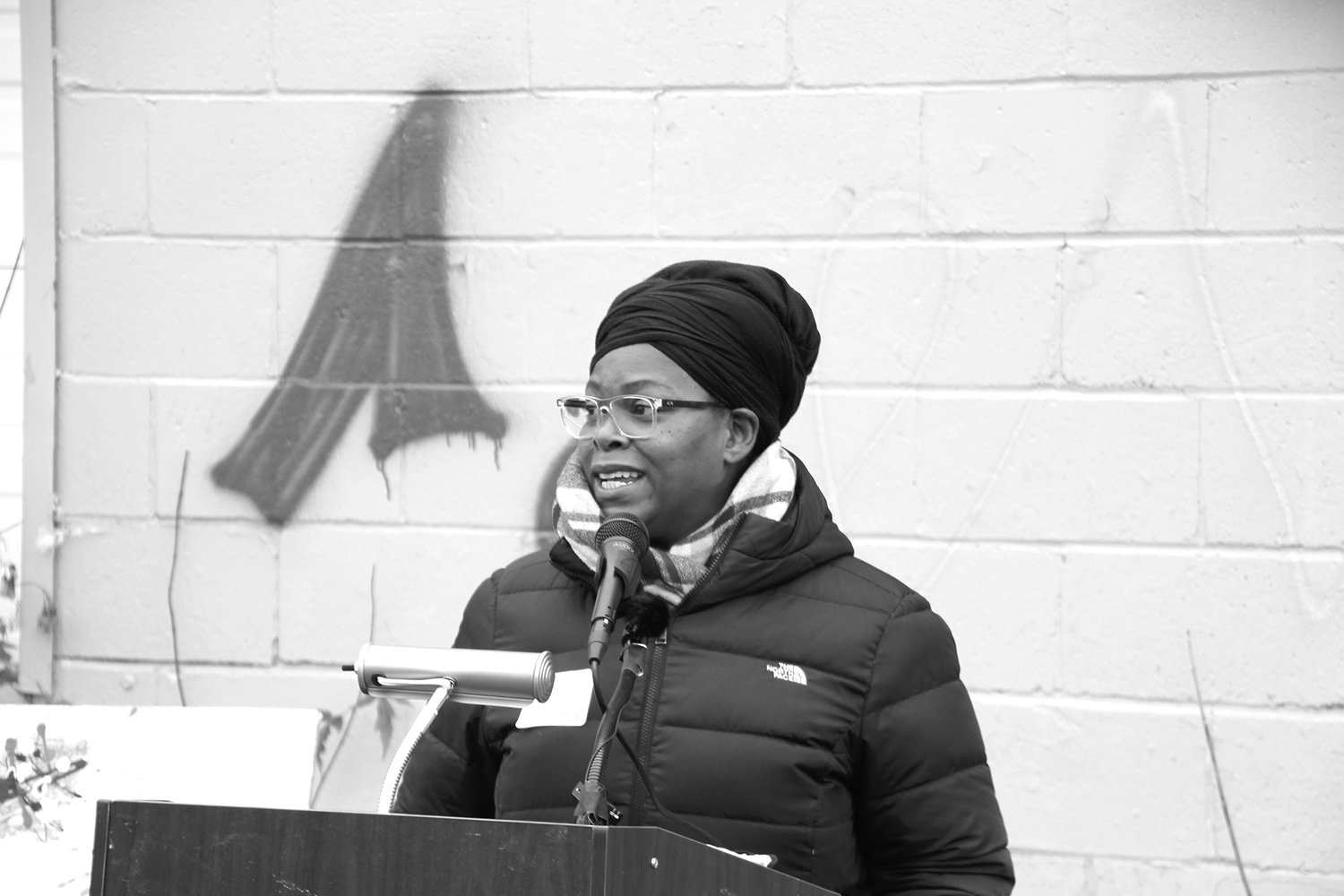 “This is the exactly the kind of housing that we need right now,” stated Hennepin County Commissioner Angela Conley. “We have so many people who are just trying to pay the rent. We have so many who if it weren’t for an eviction moratorium right now, would be homeless. I passed by so many tents on my way here – covered in snow– because we don’t have enough of this low-barrier, low-income housing.” (Photo by Tesha M. Christensen)