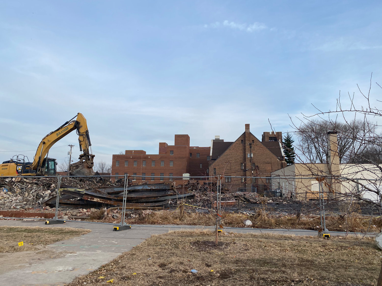 The Minnehaha Post Office building was demolished on Dec. 10, 2020 after it was destroyed by fire six months earlier in the civil uprising after George Floyd's death.