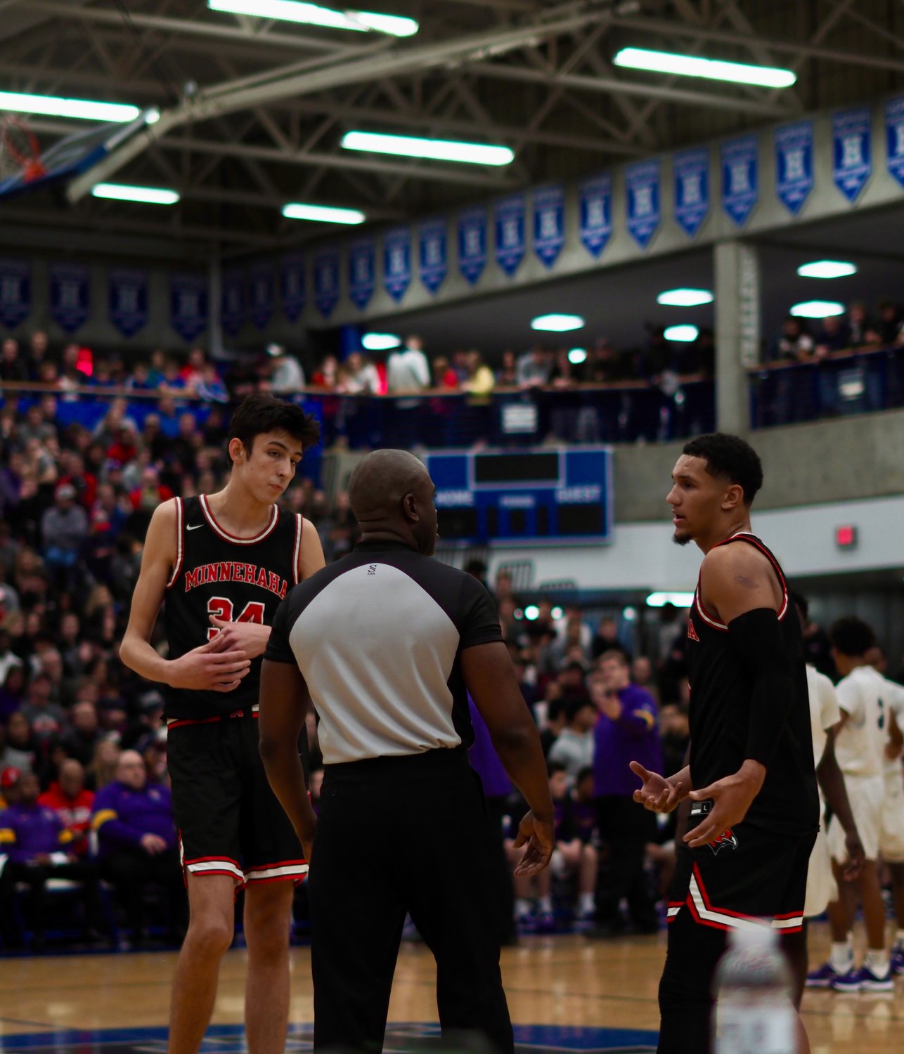 Minnehaha Academy boosted both Chet Holmgren (number 34) and Jalen Suggs (number 1) on last year's award-winning team. Holmgren was named Mr. Basketball after leading the Redhawks to the Class 2A state title on April 10, 2021. He is heading to Gonzaga next year. (Photos submitted)
