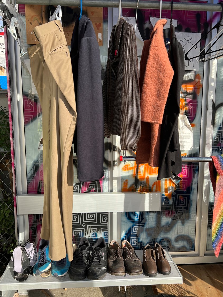 Clothing and shoes are available for all ages at The People’s Closet on 38th St., just west of Chicago Ave. (Photo by Jill Boogren)